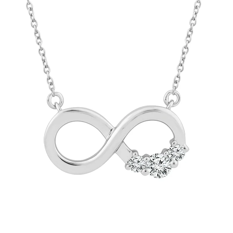 Women’s designer necklace-1/8 Ctw Diamond Infinity Pendant in 10 Karat White Gold