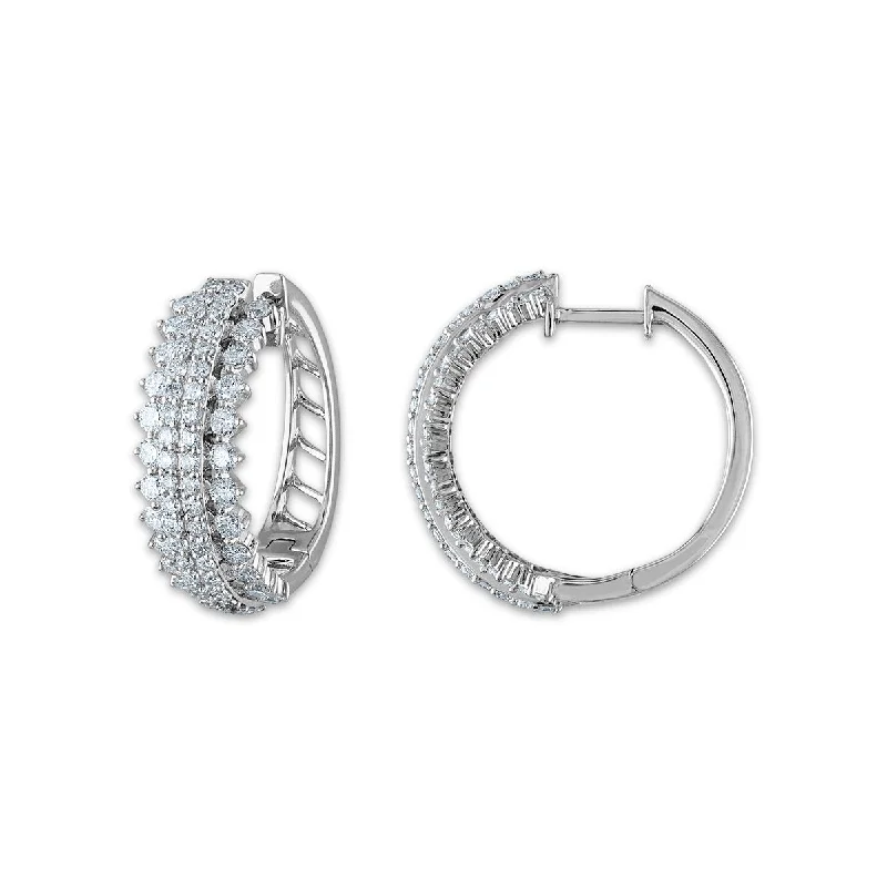 Women’s silver hoop earrings-Signature EcoLove 2 CTW Lab Grown Diamond Hoop Earrings in 14KT White Gold