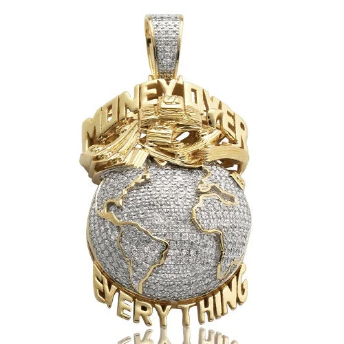 Women’s simple necklace-10K 1.05CTW DIAMOND PENDANT "Money Over Everything"