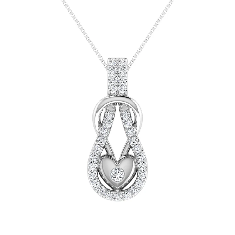 Women’s rose gold necklace-10K White Gold 1/4 Ct.Tw. Diamond Shimmering Pendant