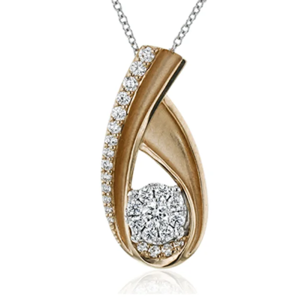 Women’s sparkling necklace-18 Karat Simon G. Two-Tone Gold 0.46ctw Diamond Pendant