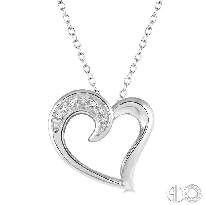 Women’s cubic zirconia necklace-Sterling Silver 0.03ctw Diamond Heart Pendant