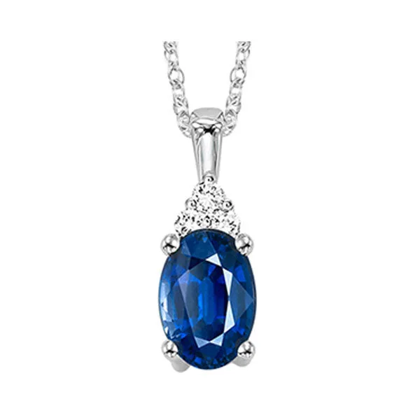 Women’s double-layer necklace-10K White Gold Sapphire Diamond Pendant