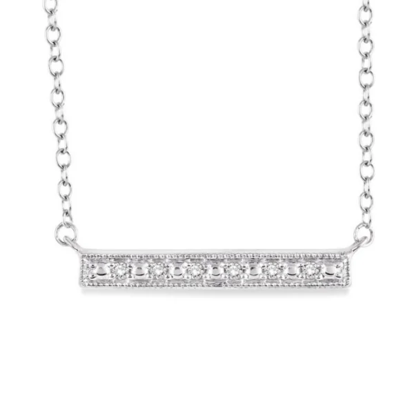 Women’s love necklace-Sterling Silver 1/20 Carat Diamond Bar Pendant