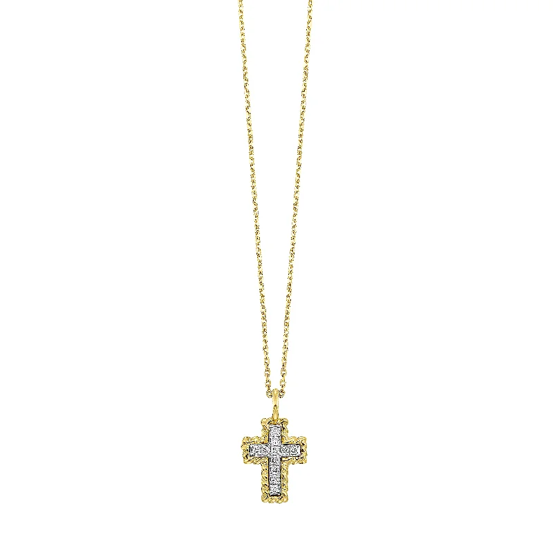 Women’s dainty necklace-1/20 Ctw Diamond Cross Pendant in 14 Karat Yellow Gold