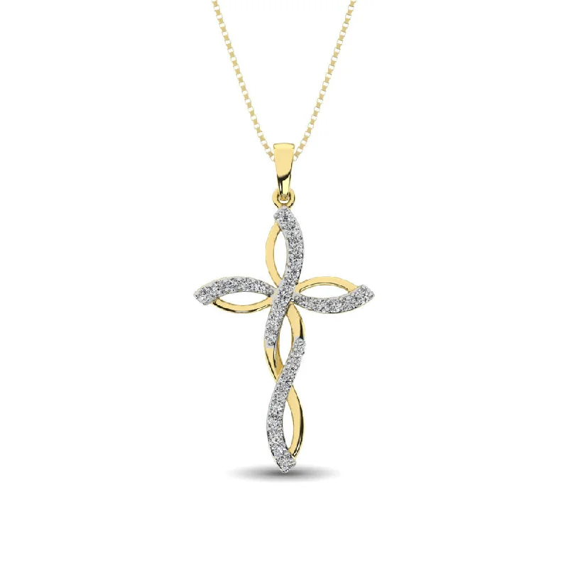 Women’s long chain necklace-Diamond 1/5 Ct.Tw Twist cross Pendant