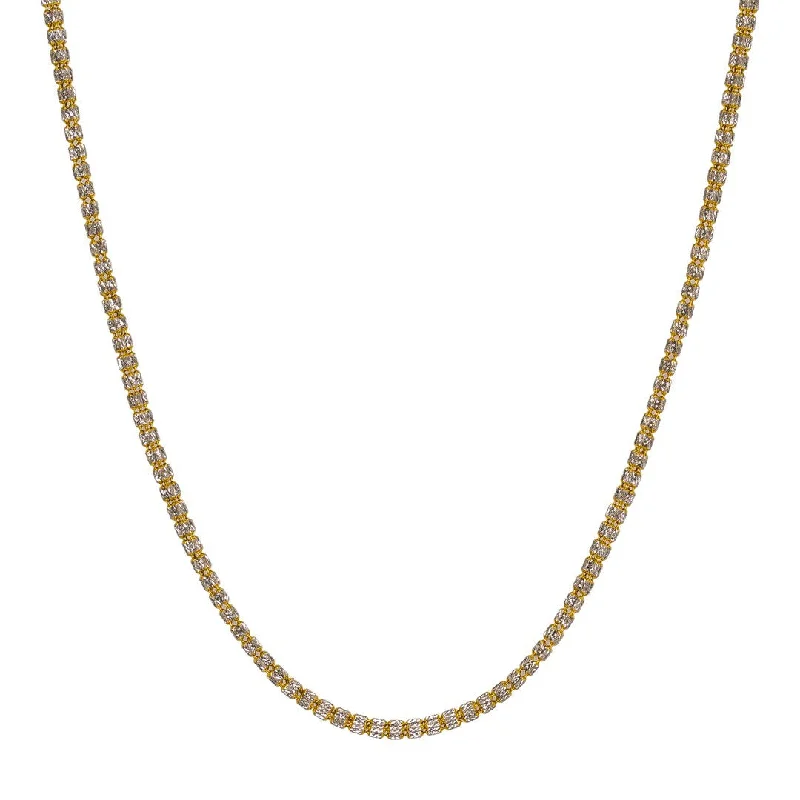 Women’s layered gold necklace-22K Multi Tone Gold Chain W/ Clustered Rondelle Beads