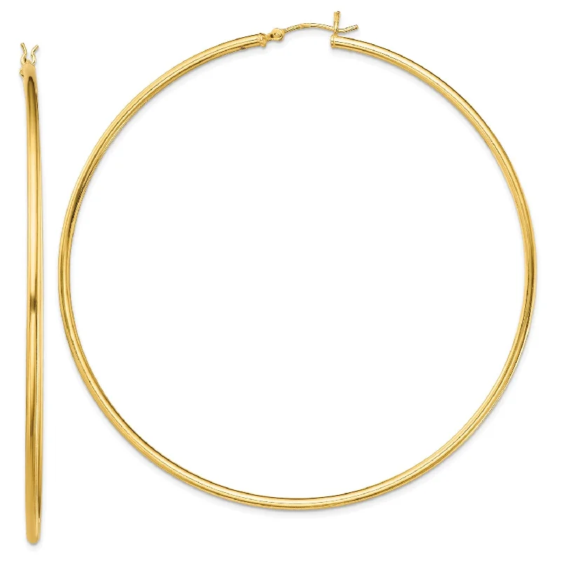 Women’s hoop earrings-Goldtone Sterling Silver 2X80MM Hoop Earrings