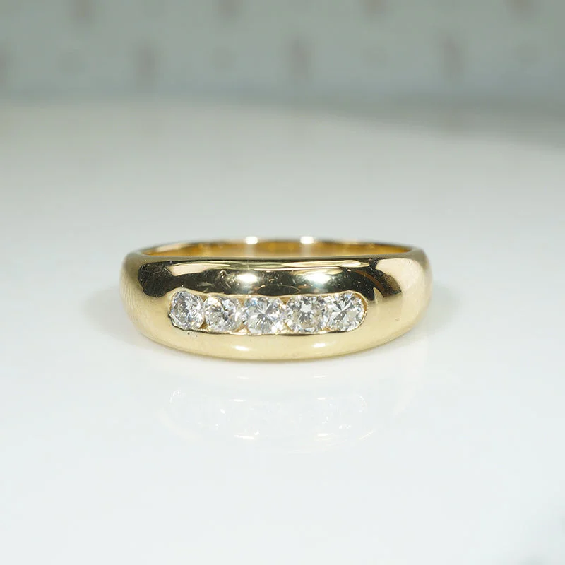 Women’s eternity band engagement ring-Five Diamond Gypsy Band, Size 11.25