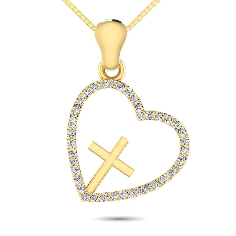 Women’s crystal necklace-Diamond 1/10 Ct.Tw. Heart Pendant in 10K Yellow Gold