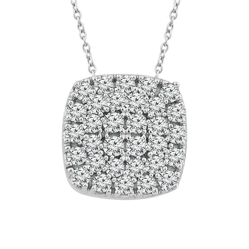 Women’s minimal gold necklace-1/6 Ctw Multi Stone Diamond Pendant in Sterling Silver