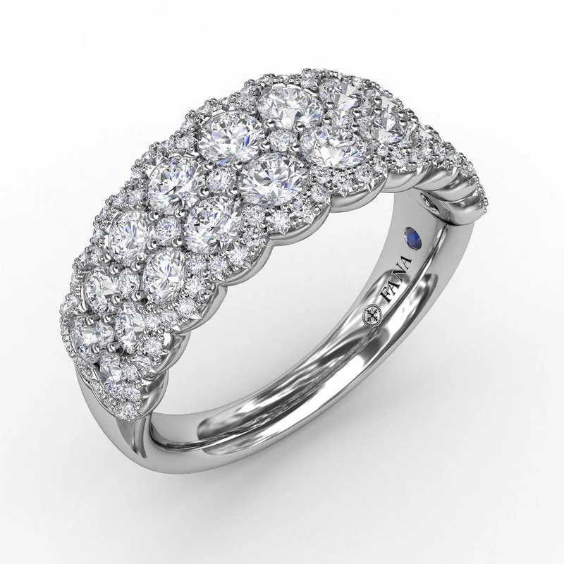 Women’s sapphire engagement ring-Multi-Layered Round Diamond Band R2055