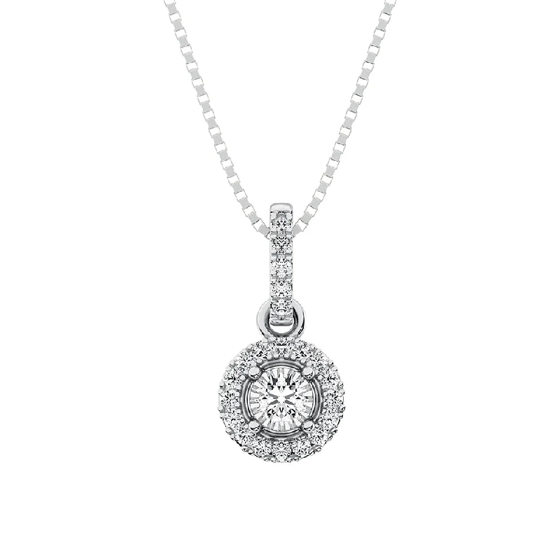 Women’s layered gold necklace-10K White Gold 1/10 Ct.Tw. Diamond Fashion Pendant