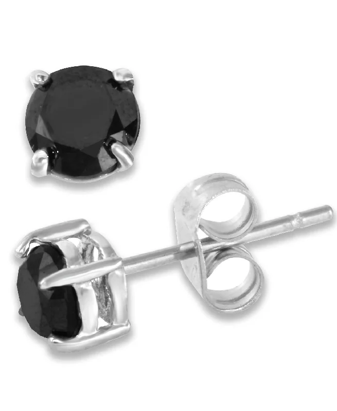 Women’s classic gold earrings-10K White Gold 1-1/4 CTW Rd Black Diamond Stud Earrings