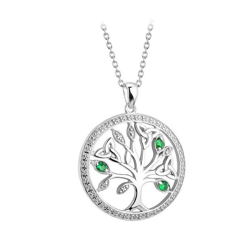 Women’s layered pendant necklace-Sterling Silver Tree of Life  Pendant with Chain - S46622