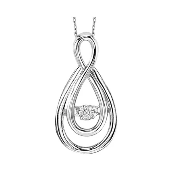 Women’s nameplate necklace-Sterling Silver Diamond Rhythm Of Love Pendant