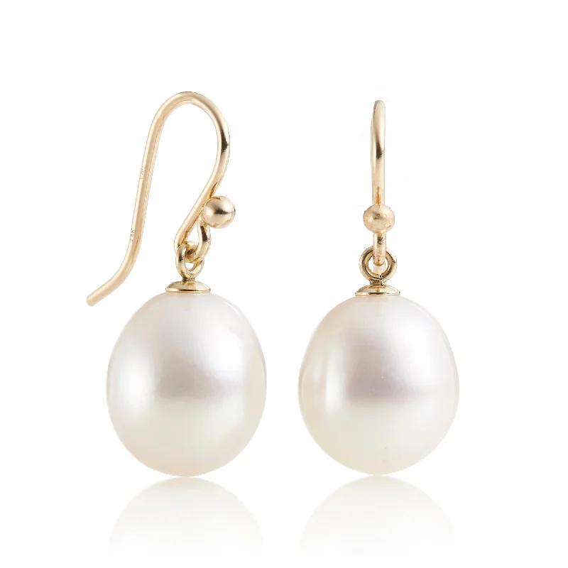 Women’s colorful earrings-White Pearl Drop Earrings