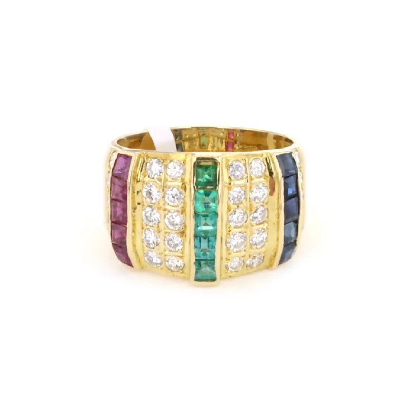 Women’s stunning engagement ring-Diamond & Multi-Gemstone Ring