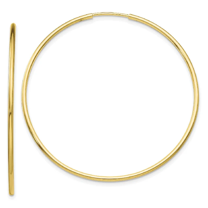 Women’s chic earrings-10KT Yellow Gold 42X1.2MM Endless Hoop Earrings