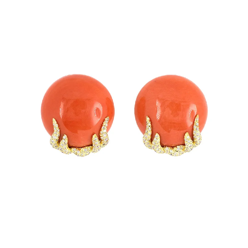 Women’s crystal earrings-Dunay Coral & Diamond Earrings