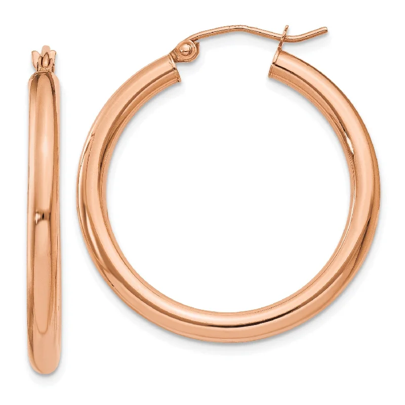 Women’s gold hoop earrings-14KT Rose Gold 30X3MM Hoop Earrings