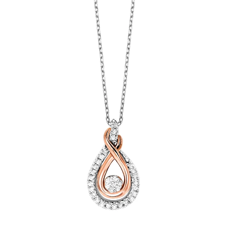 Women’s personalized name necklace-1/6 Ctw Love Knot Diamond Pendant in Silver and Rose Gold