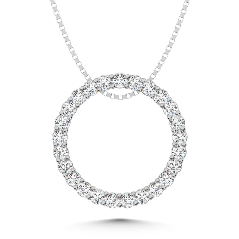 Women’s open heart necklace-10K White Gold Lab Grown Diamond 1 Ct.Tw. Pendant