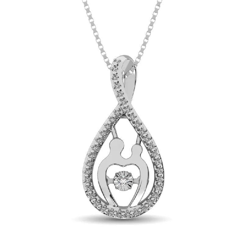 Women’s chain necklace-Sterling Silver 1/20 Ct.Tw. Diamond Mother And Child Pendant