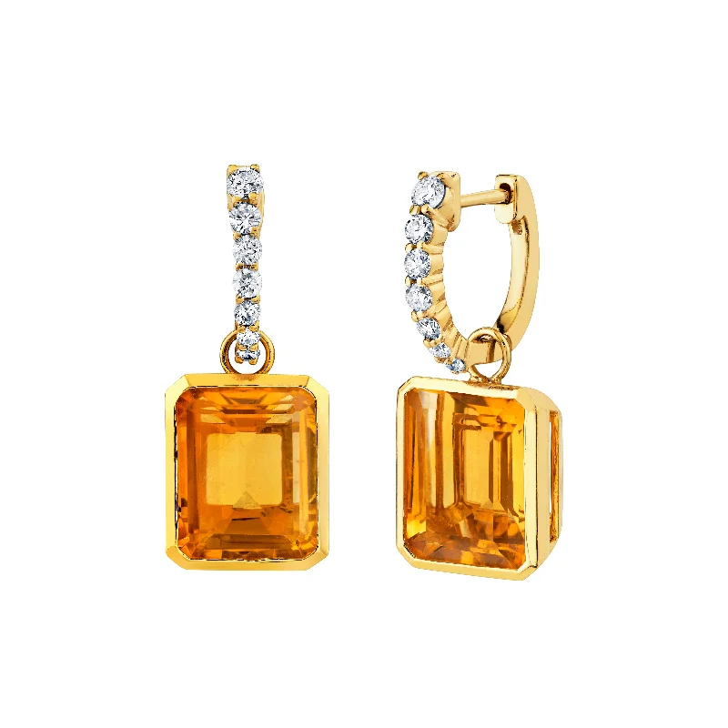 Women’s fashion stud earrings-Citrine Drop Earrings