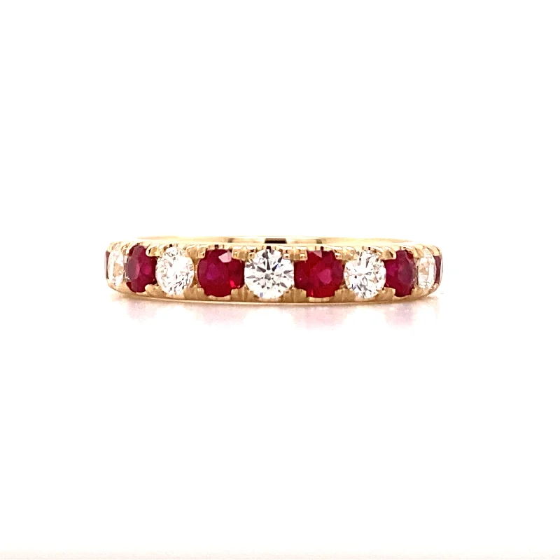 Women’s radiant cut engagement ring-1.0ctw Ruby & Diamond Band in Yellow Gold by B&C