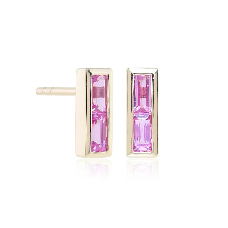 Women’s diamond earrings-Deco Earrings in Pink Sapphires