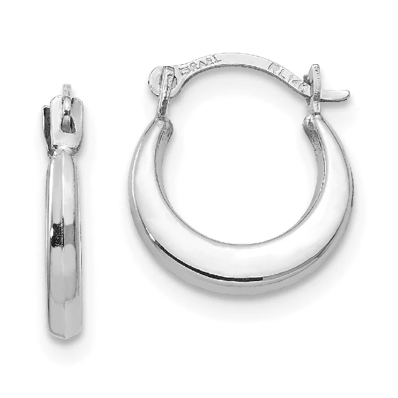 Women’s hoop stud earrings-14KT White Gold 2X7MM Hoop Earrings