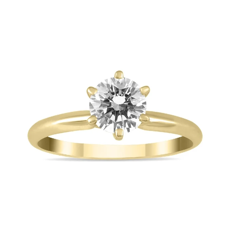 Women’s band ring-Marquee 3/4 Carat Diamond Solitaire Ring in 14K Yellow Gold (H-I Color I1-I2 Clarity)