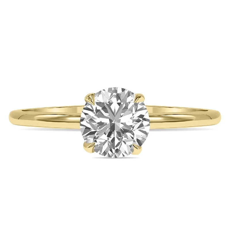 Women’s silver ring-Marquee Lab Grown 2 Carat Diamond Solitaire Ring in 14K Yellow Gold (F-G Color, VVS1-VVS2 Clarity)