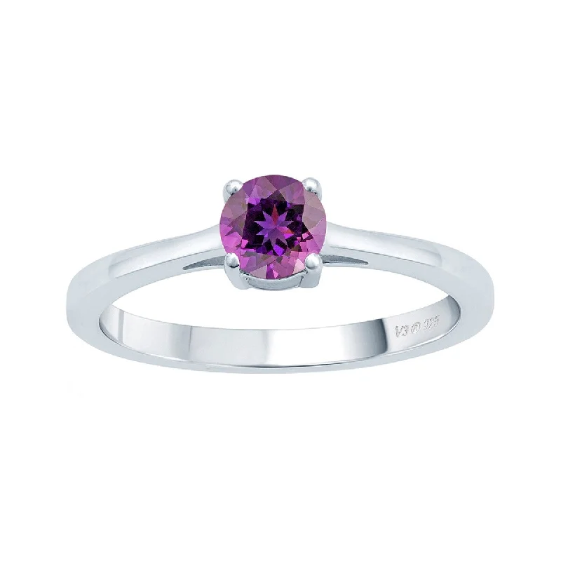 Women’s eternity ring-Sterling Silver with Natural Amethyst Solitaire Ring