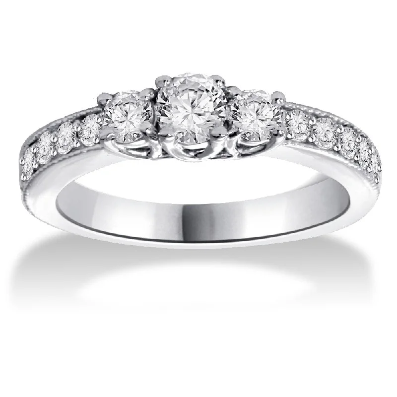 Women’s luxurious ring-14k White Gold 1/ 2ct TDW Three-stone Diamond Ring