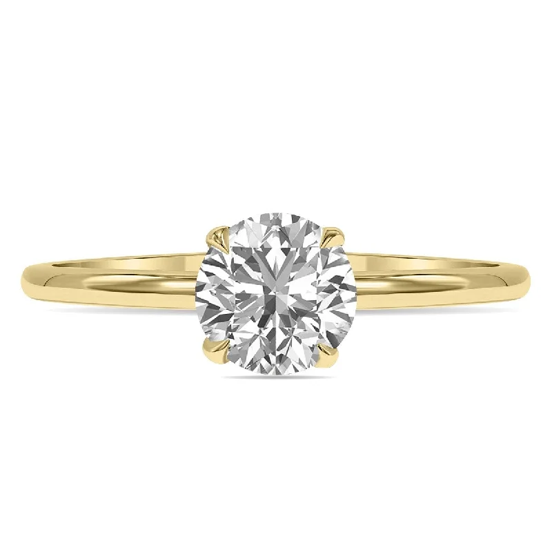 Women’s gemstone ring-Marquee Lab Grown Certified 1 Carat Diamond Solitaire Ring in 14K Yellow Gold (I-J Color, I1-I2 Clarity)