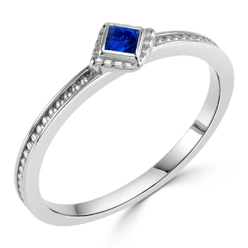 Women’s multi-colored gemstone ring-Auriya Ultra-Thin Stackable Accent Blue Sapphire Ring .06ct TW 10K Gold