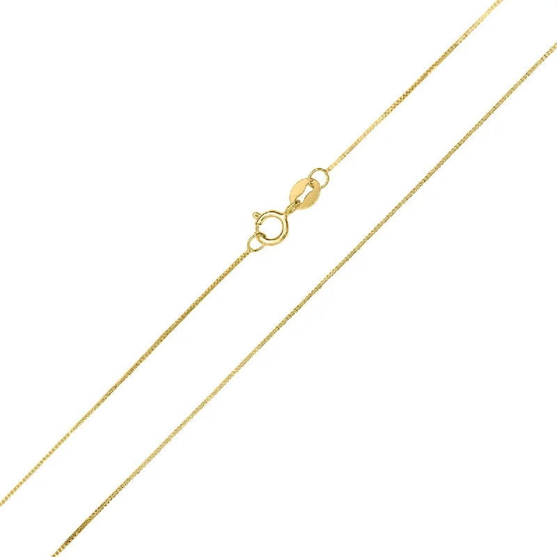 Women’s stackable wedding rings-10K Yellow Gold 0.45MM Shiny Box Chain with Spring Ring Clasp - 16 Inch