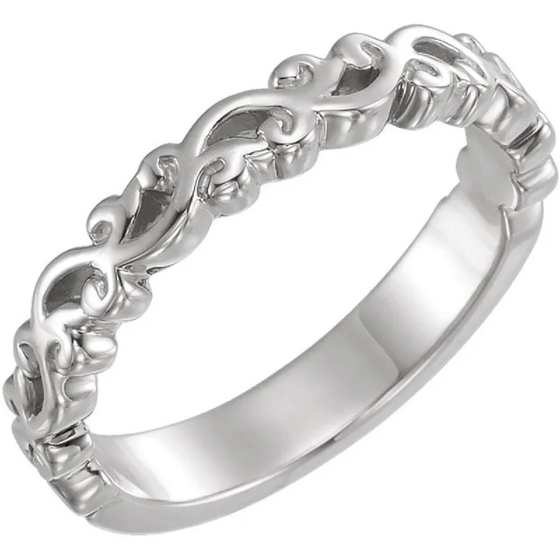 Women’s sterling silver ring-Auriya Petite Ultra-Thin Stackable Vintage Carved 10K Gold Ring