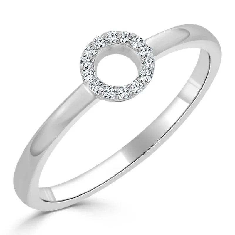 Women’s simple band ring-Auriya 10k Gold 0.06ctw Petite Circle-shaped Diamond Ring