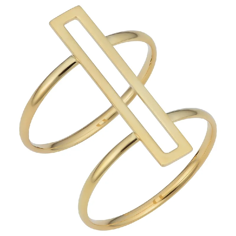 Women’s delicate ring-Fremada Italian 14k Yellow Gold Bar Double Ring