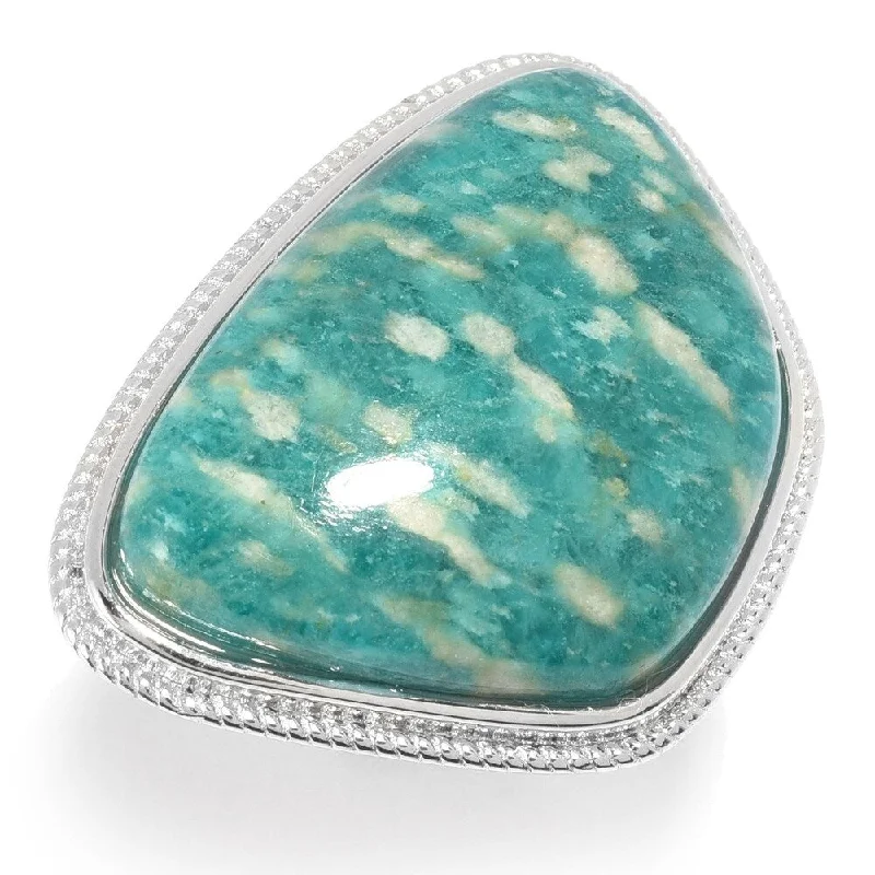 Women’s personalized ring-Sterling Silver 27 x 19mm Amazonite Ring