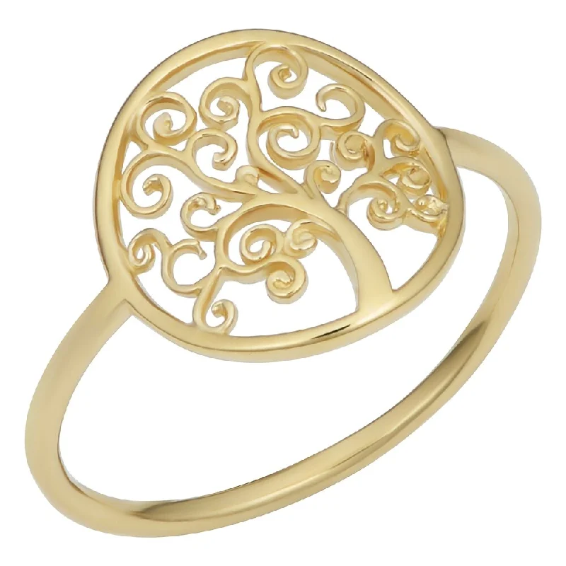 Women’s infinity ring-Fremada Italian 14k Yellow Gold Tree of Life Ring