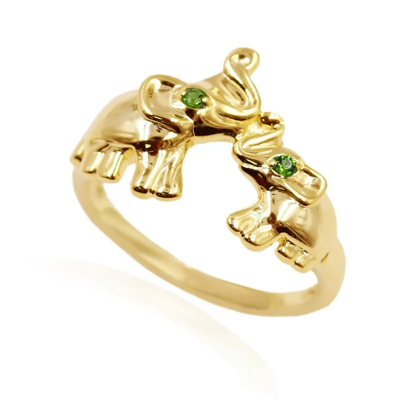 Women’s multi-colored gemstone ring-14k Yellow Gold With Chrome Diopside Ring