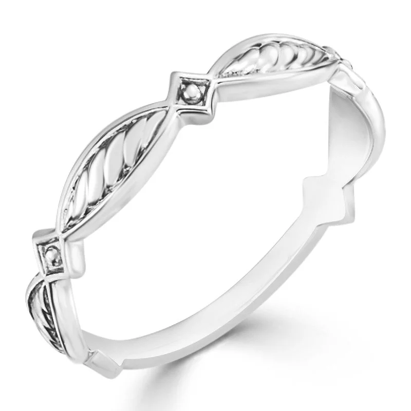 Women’s sterling silver ring-Auriya Ultra-thin Carved Stackable Anniversary 10k Gold Ring