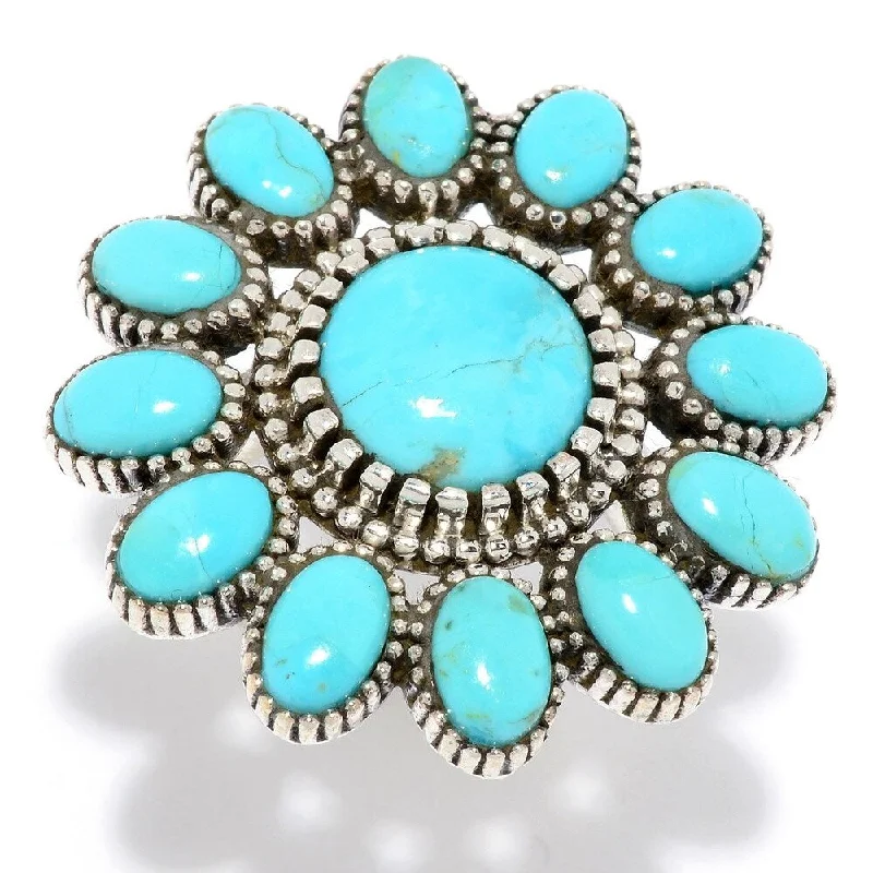 Women’s classic solitaire ring-925 Sterling Silver Blue Mohave Turquoise Ring