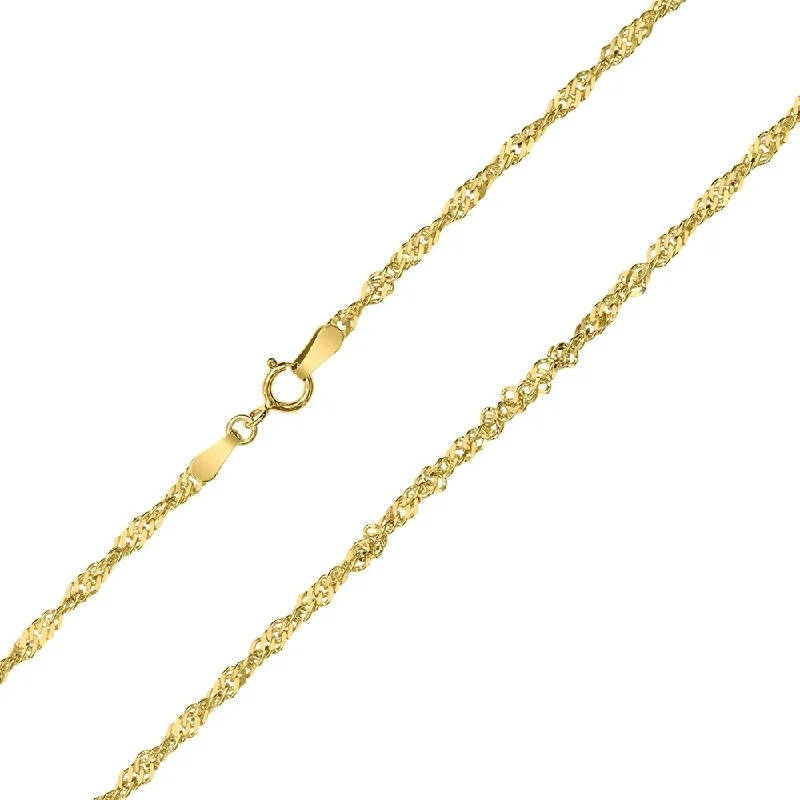 Women’s boho style ring-10K Yellow Gold 2.2mm Singapore Chain with Spring Ring Clasp - 24 Inch