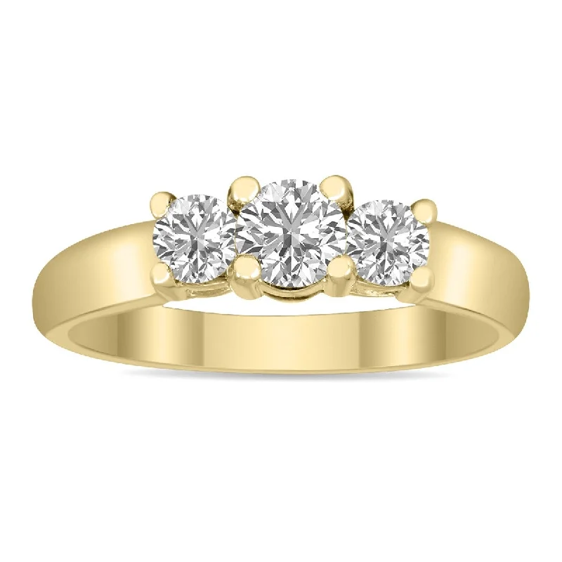 Women’s twist ring-Marquee 3/4 CTW Three Stone Lab Grown Diamond Ring in 14K Yellow Gold