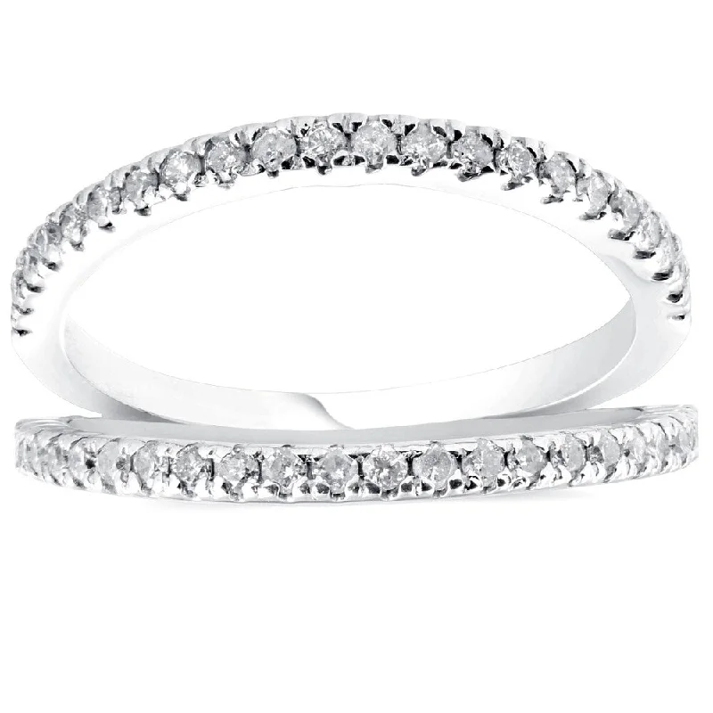 Women’s open ring-Pompeii3 14k White Gold 1/4 ct TDW Diamond Stackable Fashion Ring Womens Anniversary Band